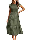 Yuson Girl Kleid Damen Sommerkleid Lang Casual Rundhals Flatterärmel...