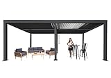 Pergola HWC-L46, Gartenpavillon Lamellen-Pavillon, 10cm-Aluminium-Gestell,...