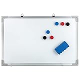 Idena 10414 - Whiteboard mit Alurahmen, ca. 40 x 60 cm groß, inklusive 6...