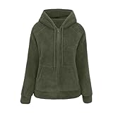 Fleecejacke Damen Teddyfleece Zip Hoodie Jacke Winter Warm Kuscheljacke...