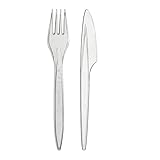 daybays Plastikbesteck Set 100x Plastikgabel 100x Plastikmesser Mehrweg...