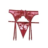 Damen Transparent Sexy Spitze Strumpfgürtel mit 4 verstellbaren Clips 2...