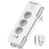 Steckdosenleiste mit 2 USB C (PD 20W) und 1 USB A, 3 Fach Mehrfachsteckdose...