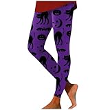 Halloween Leggings Damen Push Up, Lustige Spinnennetz Muster Yogahose Damen...