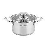 FLORINA Edelstahl Topf 1,9 l 16 cm Durchmesser I Energiesparender Kochtopf...
