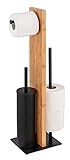 WENKO Stand WC-Garnitur Lesina, aus Bambus und schwarz lackiertem Stahl,...
