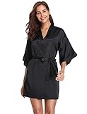 Vlazom Kimono Robe Damen Morgenmantel Kurzer Satin Bademantel Mit Gürtel...