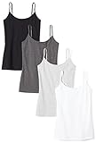 Amazon Essentials Damen Kamisol in schmaler Passform, 4er-Pack, Dunkelgrau...