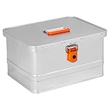 Alubox Werkzeugkiste EASY 29 Liter silber glänzend - orangne Schnallen -...