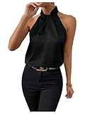 GORGLITTER Damen Satin Blusen Elegant Tunika Hemdbluse Neckholder Oberteile...