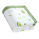 POPETPOP Badetuch aus Vierlagiger Baumwolle Avocado Motiv Weich und...