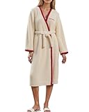 Damen-Bademantel mit Kapuze, Flanell, langärmelig, weich, warm, bequem,...