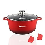 GOLDMANN 24cm Antihaft-Kochtopf (4,5L) – Stilvolles Modern-Rot –...