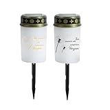2 Stück Grablaterne Solar, LED Grablicht Trauerkerzen Mit Motiv, Grablicht...