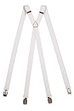 Olata Klassische X-förmige Hosenträger mit Clips – 2 cm breit. Weiß