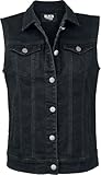 Black Premium by EMP Damen schwarze ärmellose Jeansweste mit Hemdkragen XL