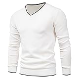 Feziakuk Strickpullover Herren V-Ausschnitt Pullover Herbst Winter Langarm...