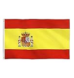 150x90cm Spanien Flagge, Spanische Fahne mit 2 Metallösen für den Innen-...