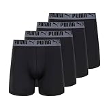 PUMA Herren 4er-Pack Active Stretch Boxershorts Retroshorts, Schwarz,...