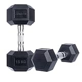 POWRX Pro Hexagon Hantel 2er Set 4-60kg - Gummierte Kurzhanteln Dumbbells...