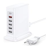 55W 6-in-1 Desktop Ladestation, Multi-USB-Port-intelligenter Ladehub...