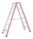 Hymer Stufenstehleiter (Aluminium, 8 cm Stufentiefe, beidseitig begehbar,...
