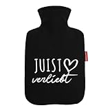 Huuraa Wärmflasche Juist verliebt Geschenk 1,8 Liter Black Classic...