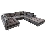 Riess Ambiente Moderne XXL Wohnlandschaft Kent 305cm grau Samt Bigsofa...