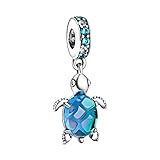 Ocean Blue Sea Turtle Dangle Bead Fit Charms Silberarmband DIY Damenschmuck...