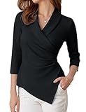 GRACE KARIN Wickelbluse Damen Festlich 3/4 Arm Formal Business Bluse Damen...
