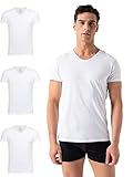 Burnell & Son Herren T-Shirt 3er Pack V-Ausschnitt Unterhemd Herren -...