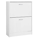 VASAGLE Schuhschrank mit 2 Klappen, Schuhkipper, Trennwände verstellbar...