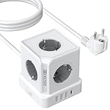 HITRENDS Steckdosenturm mit USB & Typ C, Steckdosenleiste 5-Fach mit...