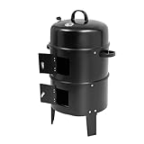 3-in-1-Räuchergrill Einstellbare Windstärke 2 Lagen Räuchertonne Smoker...