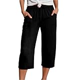 Leinenhose Damen Sommer Stoffhose Culotte Musselin Shorts 7/8 Hose...