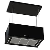 refsta 8090 KALE, Design Inselhaube, Seile, 90cm, schwarz, Glas, LED, 4...