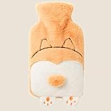 Wärmflasche mit Deckel, mit weichem Bezug, für Heiß- und Kaltanwendung...