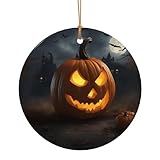 Halloween-Kürbis-Druck, runde Weihnachtsdekoration, Keramik,...