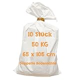 Doppelt vernähtem Boden Gewebesack 10er 65x105 cm - Getreidesäcke 50 kg -...