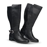 Hawkwell Kniehohe Damen-Stiefel mit extra breitem Waden-Ziehverschluss und...