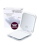Fantasia® Beauty Taschenspiegel 15-Fach Silber (8,5 x 8,5 cm) - Klappbarer...