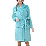 GMQWRK Flanell-Bademantel für Damen, Fleece, Wickel-Bademantel,...