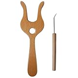 Strickgabel Werkzeug - Webgabel aus Holz mit Webhaken, präzise Häkelgabel...