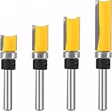 KEWAYO 4-teiliges Profi-Fräser-Set, 6,35 mm, Schaft, Bündigfräser,...