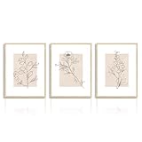 Dazzlewall Beige Botanische Leinwand Bilder Abstrakte Minimalistische...