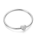 Symretie Schlangen Gliederarmband mit Herz Verschluss,Damen Basis Charm...