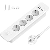 Doxuanai Versenkbare Steckdose 4 Fach, Einbau steckdosenleiste mit 4 USB,...