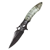 Generisch Damast Taschenmesser Klappmesser Einhandmesser mit Holzgriff...