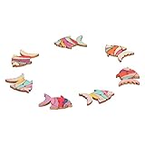 Yctze 50 PCs Cartoon Fischmuster Holzknöpfe für Kinderhandwerk,...