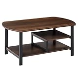 HOMCOM Couchtisch, Wohnzimmertisch Kaffeetisch mit Ablageflächen für...